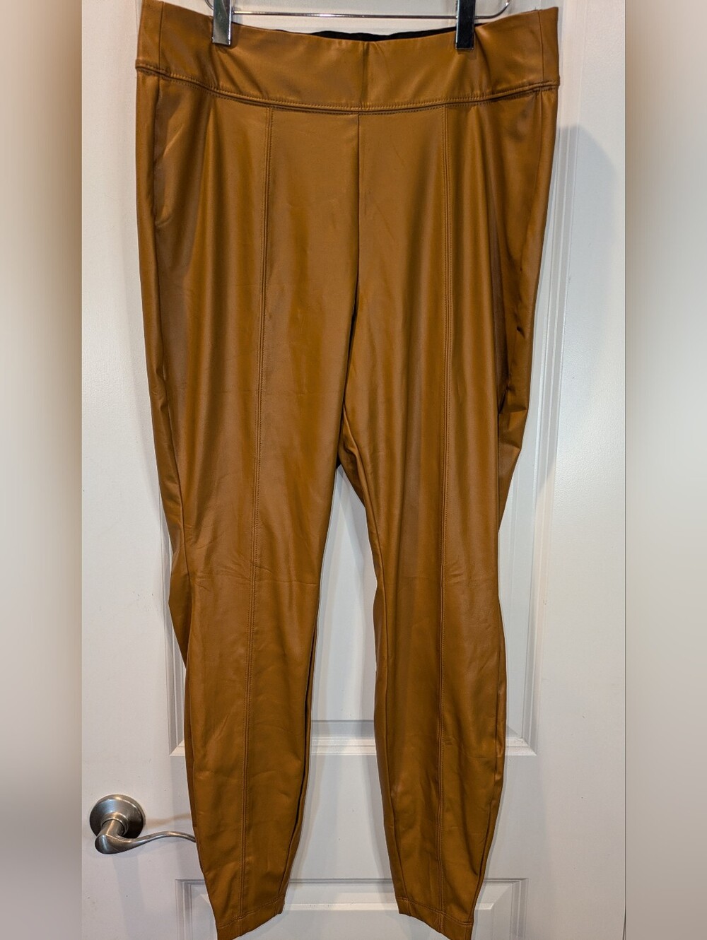 Lane Bryant Faux Leather Leggings Size 14 Cognac Brown Pull On Stretch Pants